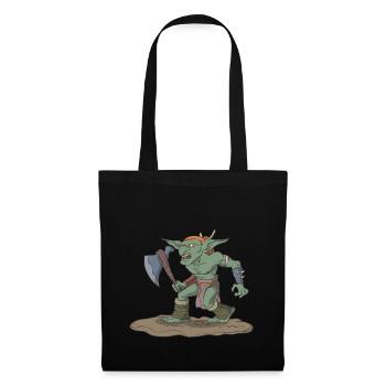 Tabletop Rollenspiel Figur Goblin mit Axt - Stoffbeutel - Schwarz - Vorne