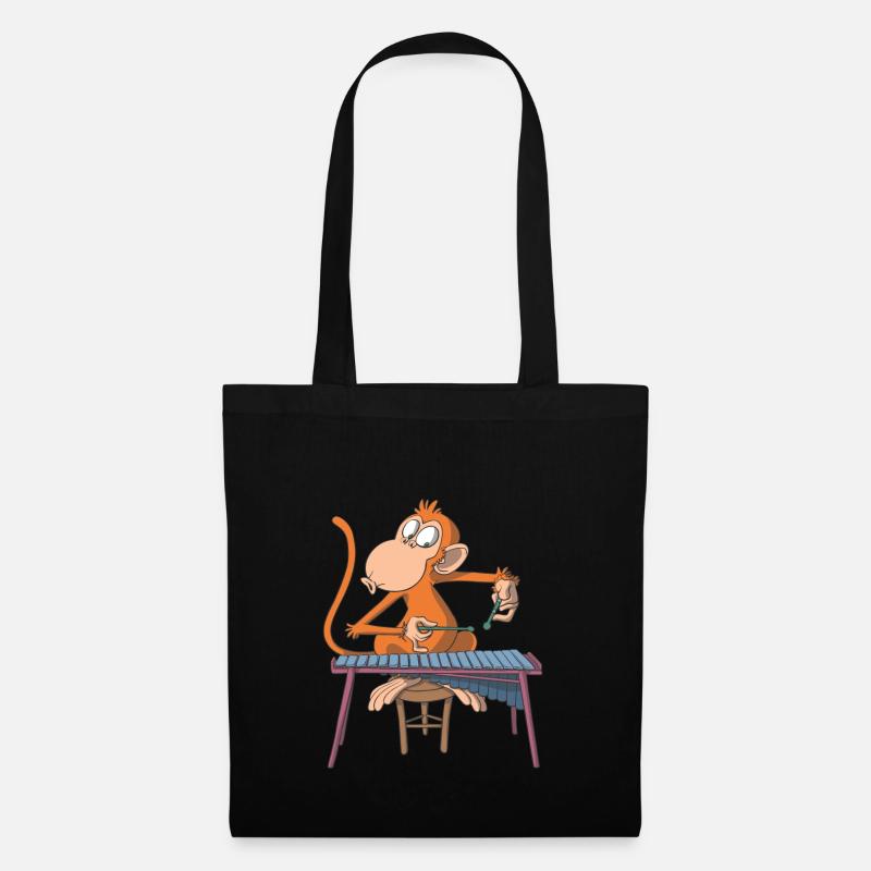 Monkey joue du ximophone marimba - Sac en tissu - noir