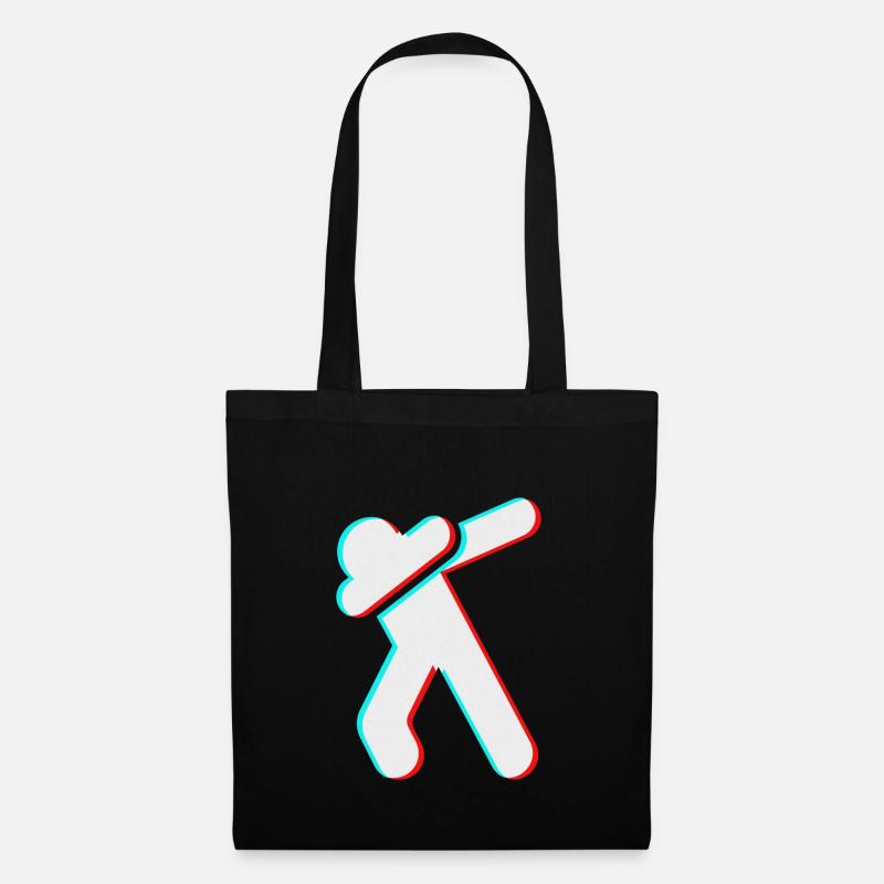 Tik Tok Filter Glitch 3D Dab Stickfigure red blue - Tote Bag - black