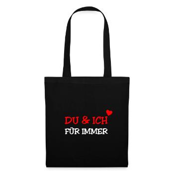 Du und Ich Liebe Herz für immer - Stoffbeutel - Schwarz - Vorne