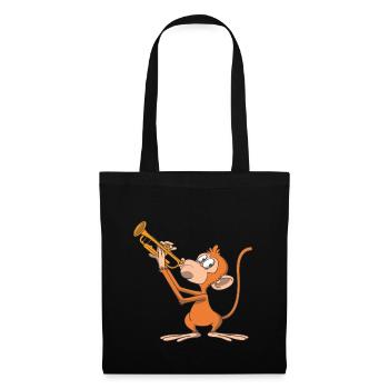 Monkey plays the trumpet - Tote Bag - black - Front