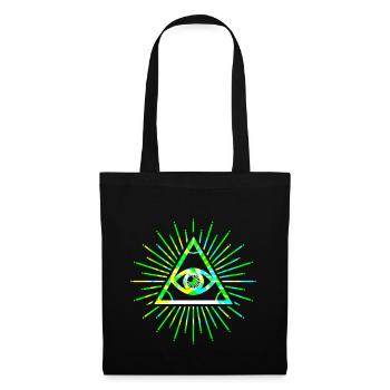 Illuminati tout voir oeil vert 3d - Sac en tissu - noir - Devant