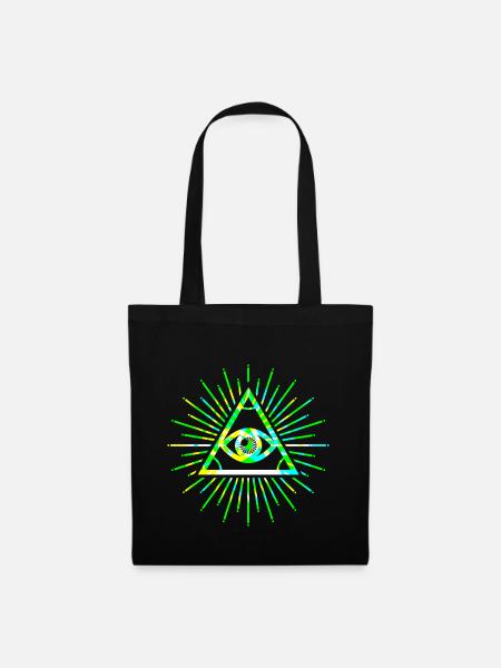 Illuminati all seeing eye green 3d - Tote Bag - black