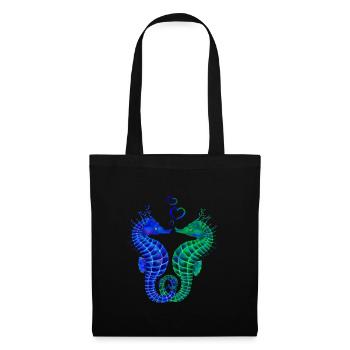 Joli couple d'hippocampes - Sac en tissu - noir - Devant