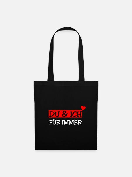 Du und Ich Liebe Herz für immer - Stoffbeutel - Schwarz