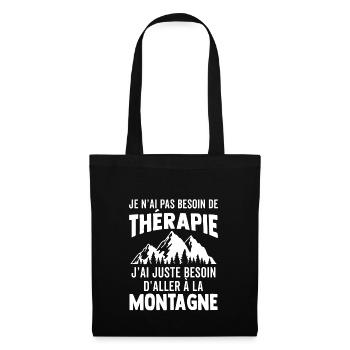 T-shirt randonnée - thérapie montagne - Sac en tissu - noir - Devant