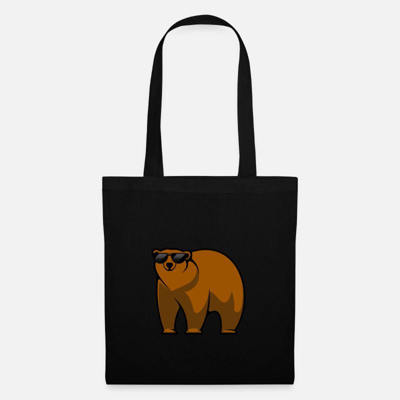 Braunbär Bär mit Sonnenbrille - Stoffbeutel - Schwarz