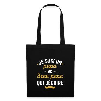 je suis un papa et beau-papa qui déchire - Sac en tissu - noir - Devant