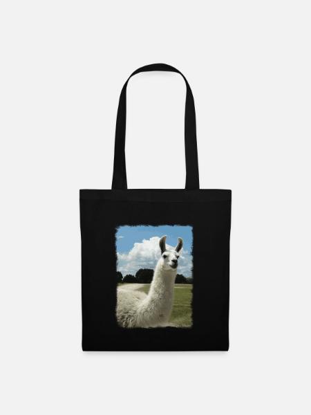 Alpaka, Lama, niedliche Tiere, Retro, Geschenk - Stoffbeutel - Schwarz