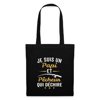 je suis un papi et pêcheur qui déchire - Sac en tissu - noir - Devant