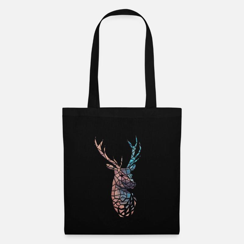 Low Poly Hirsch Gradient - Stoffbeutel - Schwarz