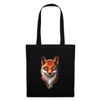 Low Poly Art Fuchs Wildtier Geometrisch Polygon - Stoffbeutel - Schwarz - Vorne