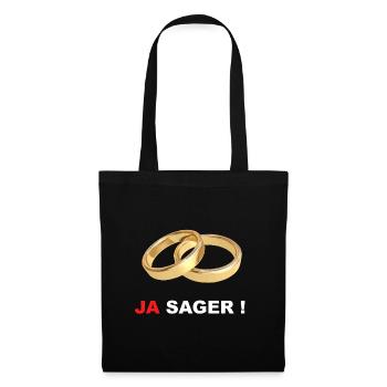 JA sager Heiraten Eheringe - Stoffbeutel - Schwarz - Vorne