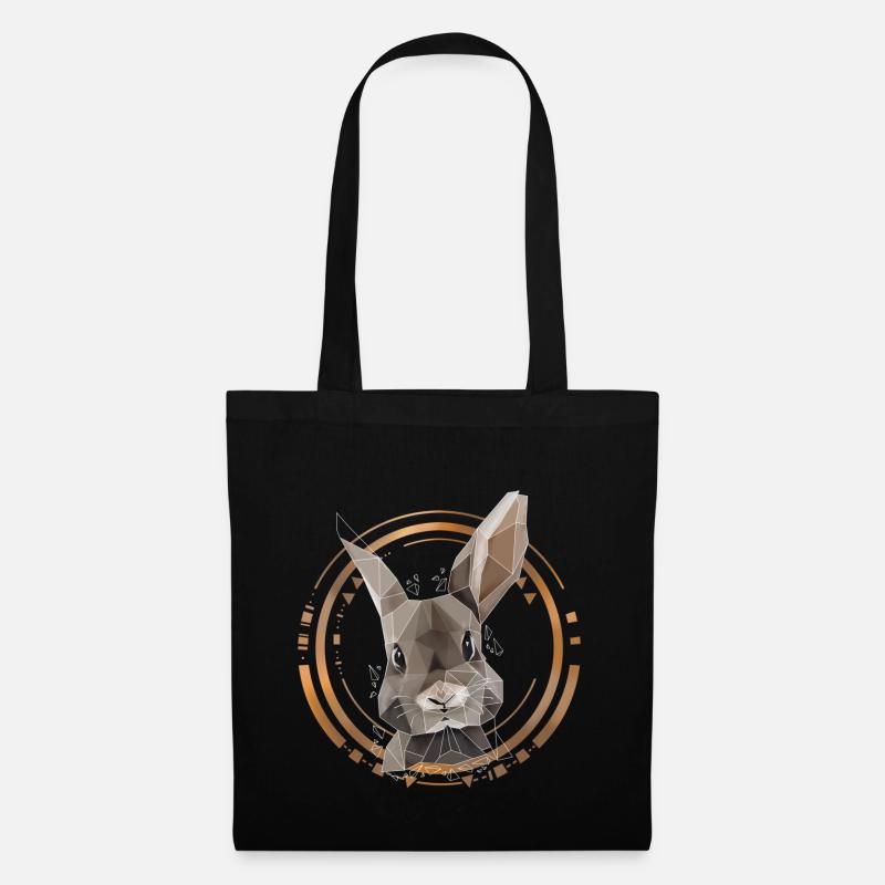 Cooler Hase Low Poly Design | Geometrisch, Dreieck - Stoffbeutel - Schwarz