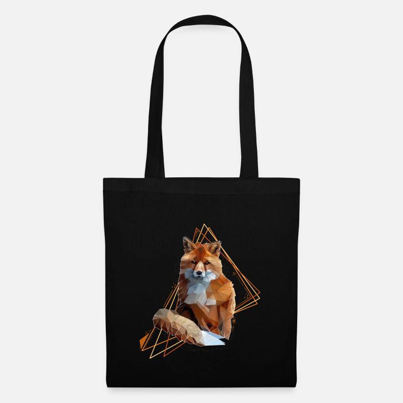 Low Poly Art Fox Cool Polygon Nature Forêt Animal - Sac en tissu - noir