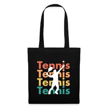 Tennis Shirt in Retro Vintage Stil - Geschenkidee - Stoffbeutel - Schwarz - Vorne