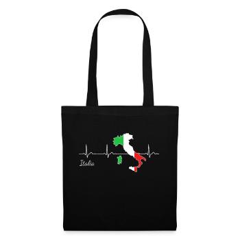 Italia heartbeat I love Italy flag - Tote Bag - black - Front