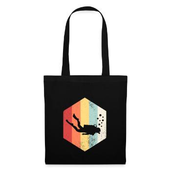 Taucher Geschenk Retro Taucher Tauchen - Stoffbeutel - Schwarz - Vorne