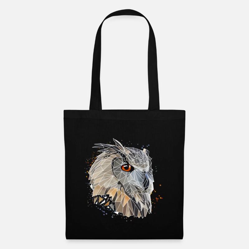 Chouette low poly cool | Géométrique | Triangles - Sac en tissu - noir