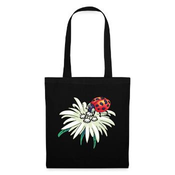 Fleur Naturelle Edelweiss Coccinelle Alpes Tyrol - Sac en tissu - noir - Devant