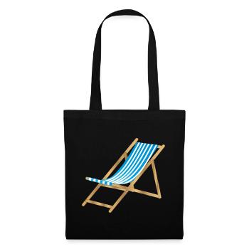 chaise longue marine rayée bleu blanc - Sac en tissu - noir - Devant
