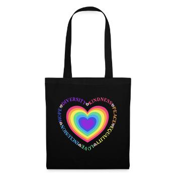 Diversity Kindness Peace Equality Love Inclusion - Stoffbeutel - Schwarz - Vorne