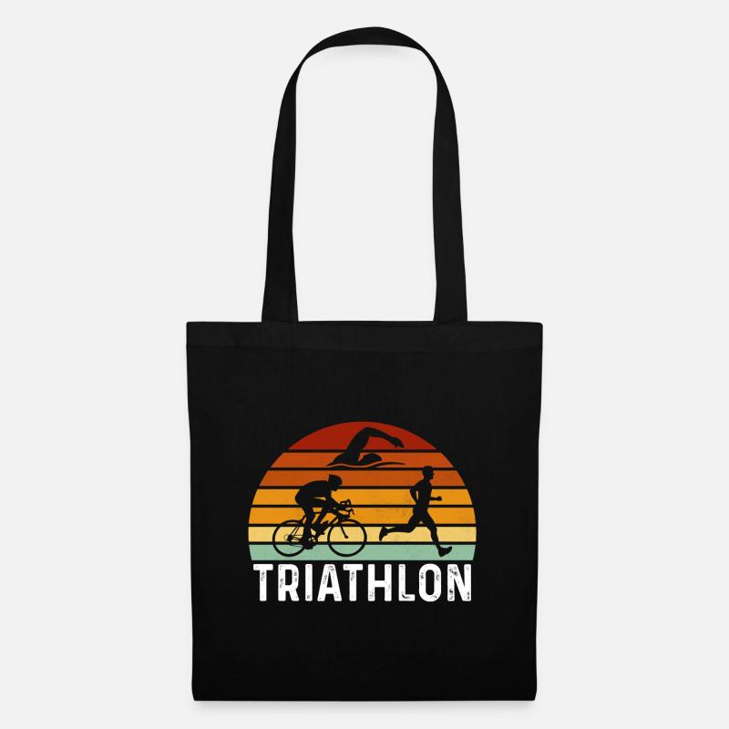 Retro Triathlon Geschenk Triathlon Triathlon triathlete - Stoffbeutel - Schwarz