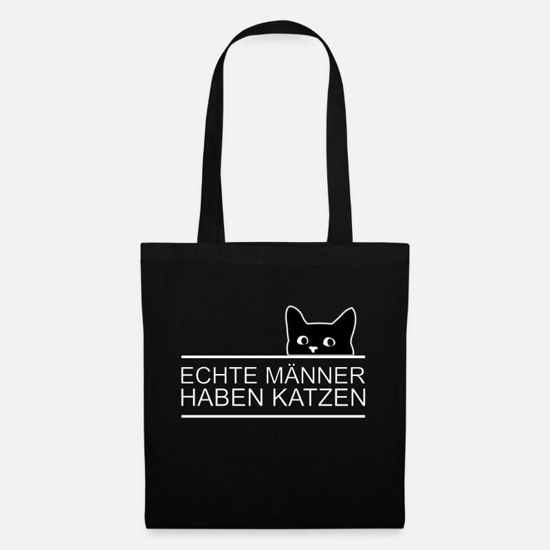 Echte Männer haben Katzen - Stoffbeutel - Schwarz