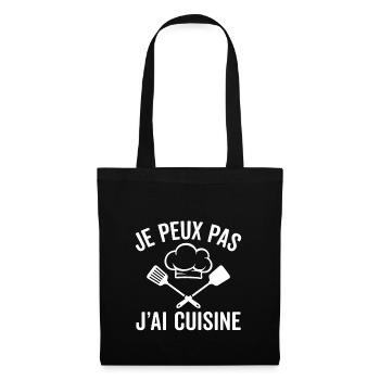 Je peux pas j'ai cuisine - Sac en tissu - noir - Devant