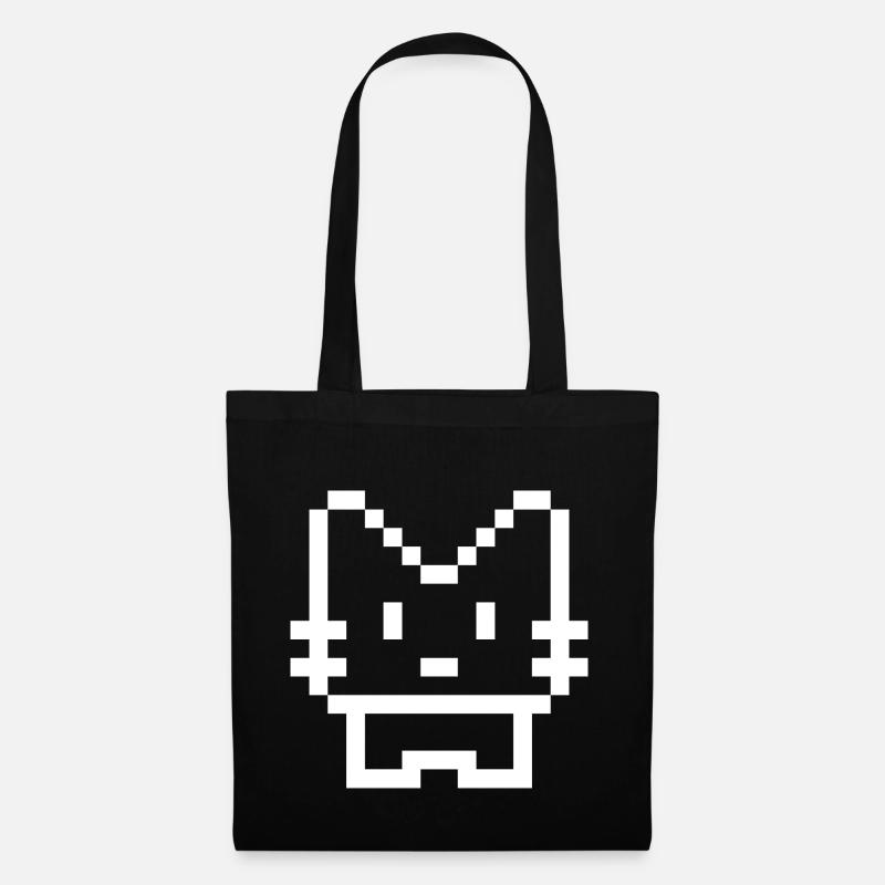 Pixelcat Weiss - Stoffbeutel - Schwarz