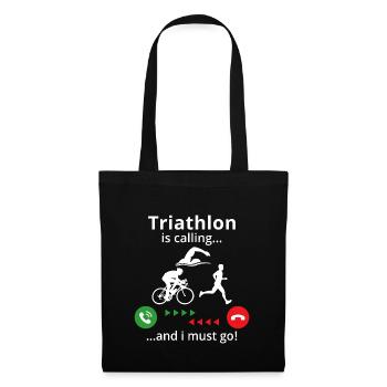 Triathlon is calling and i must go - Stoffbeutel - Schwarz - Vorne