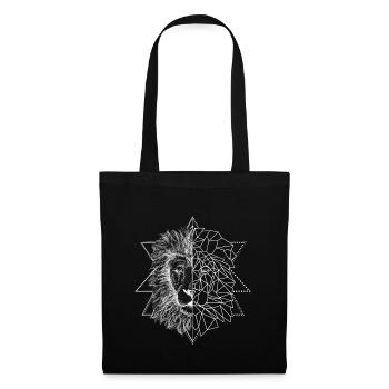 White tattoo inspired lion | Low Poly Art - Tote Bag - black - Front