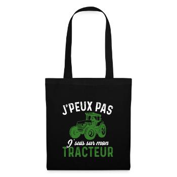 j'peux pas j'suis sur mon tracteur - Sac en tissu - noir - Devant