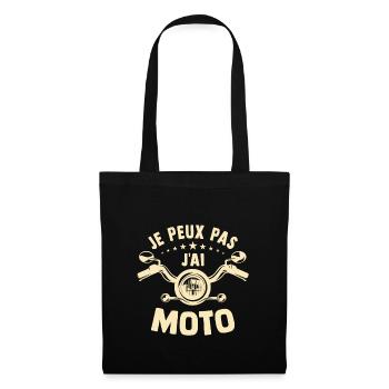je peux pas j ai moto cadeau motard - Sac en tissu - noir - Devant