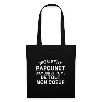 papounet d'amour que je t'aime de tout mon coeur - Sac en tissu - noir - Devant