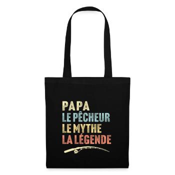 Papa le pêcheur le mythe la légende papa pêcheur - Sac en tissu - noir - Devant