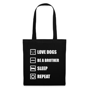 Chien frère Dormir Répétition - Sac en tissu - noir - Devant