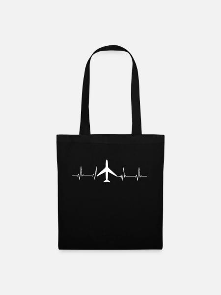 Battement de cœur d’avion pour les | pilotes Amateur d’aviation - Sac en tissu - noir