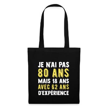 Cadeau anniversaire 80 ans t-shirt 80 ans - Sac en tissu - noir - Devant
