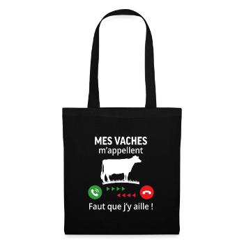 mes vaches m'appellent ...faut que j'y aille ! - Sac en tissu - noir - Devant
