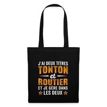 J'ai deux titres tonton et routier chauffeur - Sac en tissu - noir - Devant