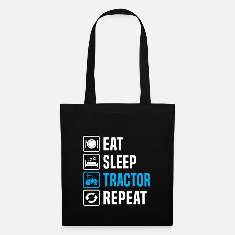 eat sleep tractor repeat - Sac en tissu - noir