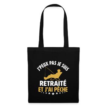 j'peux pas je suis retraité et j'ai pêche pêcheur - Sac en tissu - noir - Devant