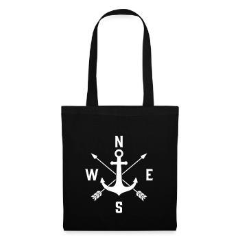 Ancre Boussole Voiles à vent voile t-shirt voile - Sac en tissu - noir - Devant
