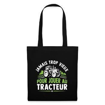 Jamais trop vieux pour jouer au tracteur - Sac en tissu - noir - Devant