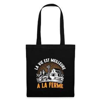 la vie est meilleure à la ferme - Sac en tissu - noir - Devant