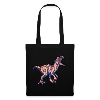 Fête d’anniversaire colorée T-Rex Dinosaur Dino pour enfants - Sac en tissu - noir - Devant