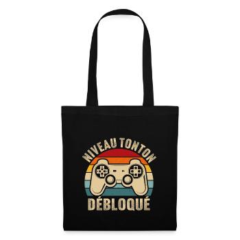niveau tonton débloqué rétro oncle gamer geek - Sac en tissu - noir - Devant