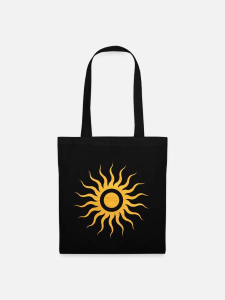 Sonne mit goldenen Strahlen, Esoterik, Mystik - Stoffbeutel - Schwarz