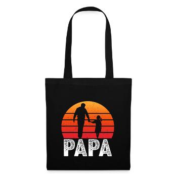 retro père et fille t-shirt papa fille - Sac en tissu - noir - Devant